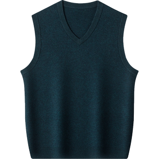 羊毛衫针织背心男士秋冬保暖无袖内搭马甲打底衫鸡心V领坎肩毛衣