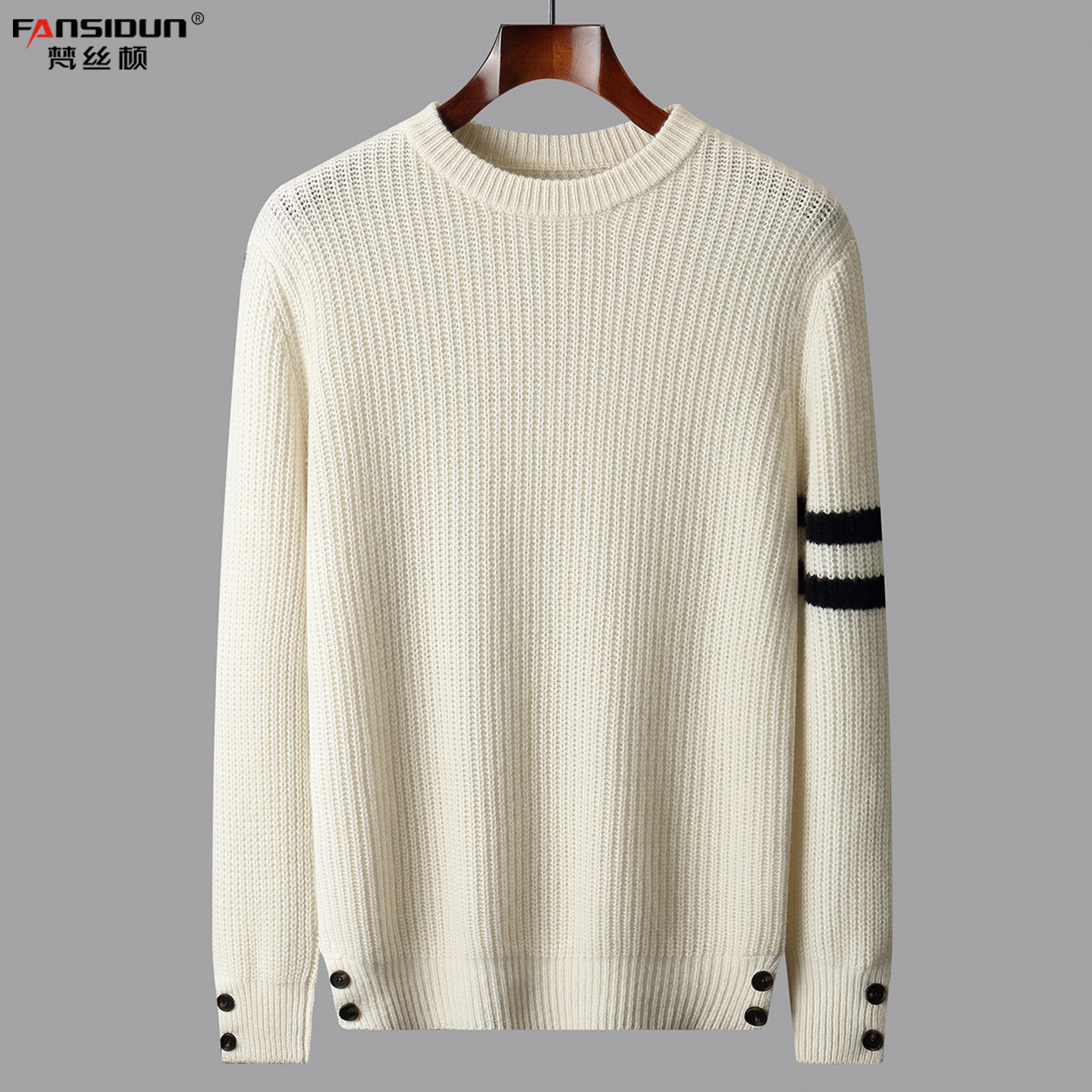 男士羊毛衫2025新款时尚休闲年轻款圆领套头毛衣厚款纯羊毛针织衫