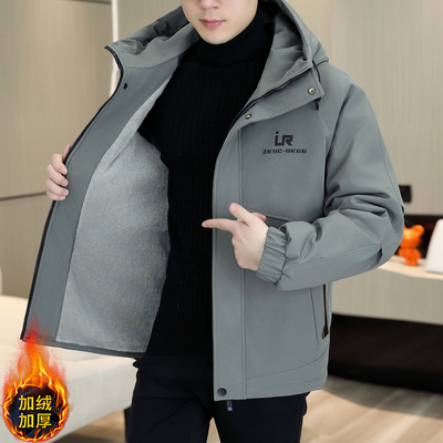 秋冬季加绒加厚保暖夹克男