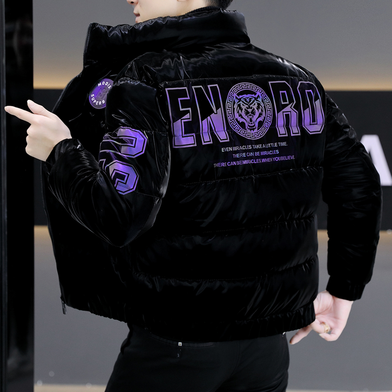 卡磊亮面立领男士棉衣