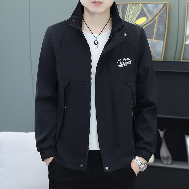 外套男2026年春秋季新款韩版潮流立领夹克青年男装帅气薄款上衣服 - 卡磊旗舰店出品