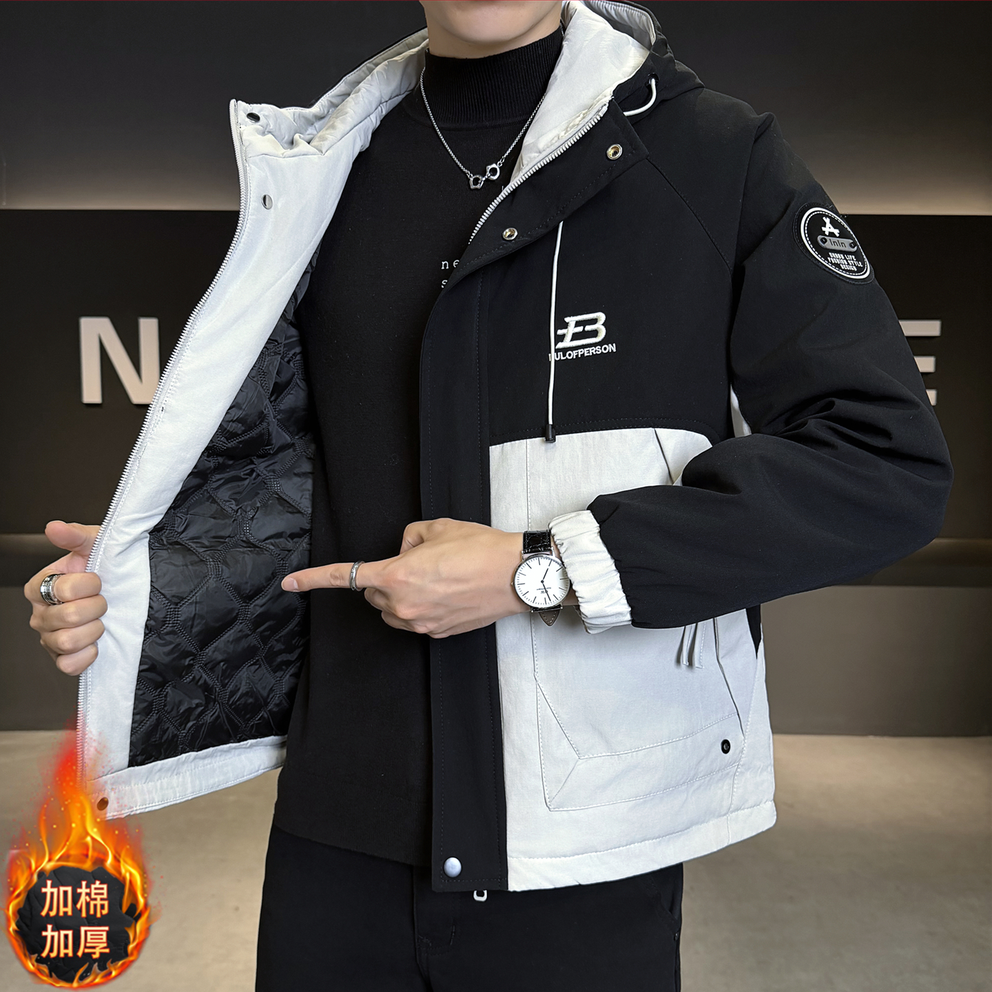 秋冬季新款加厚保暖外套男