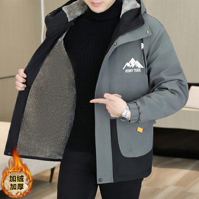 秋冬季新款加绒加厚外套男