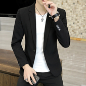 纯色休闲男士 青年韩版 春秋2023薄款 男装 潮流 小西装 西服男外套修身