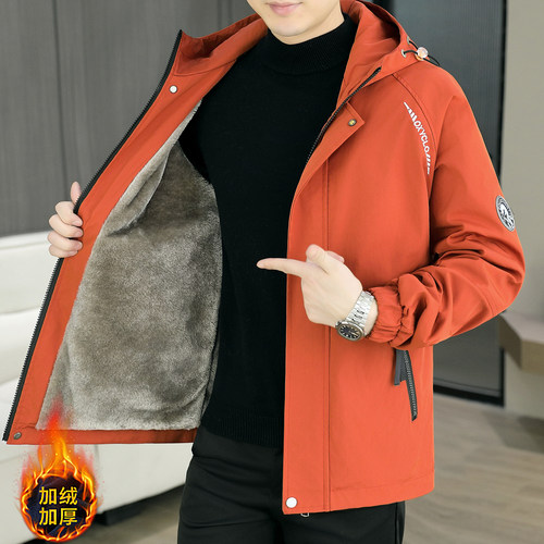 秋冬季新款加绒加厚外套男