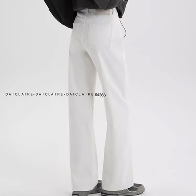 代嘉儿daiclaire牛仔裤女 早秋新品 白色直筒裤窄版阔腿裤 96266