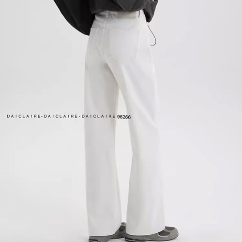代嘉儿daiclaire牛仔裤女 早秋新品 白色直筒裤窄版阔腿裤 96266
