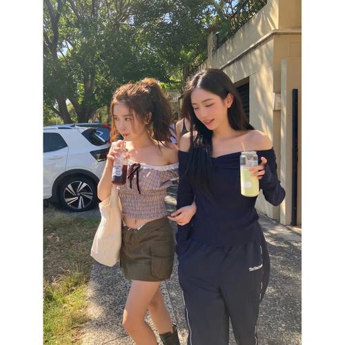 2025春季新款韩国东大门th*Bar*net纯色休闲复古潮工装牛仔短裙女