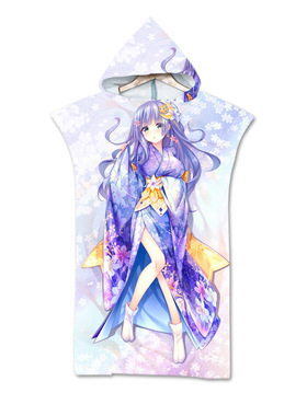 cos动漫少女连帽穿戴浴巾沙滩巾斗篷学生海边换衣连帽套头浴袍83
