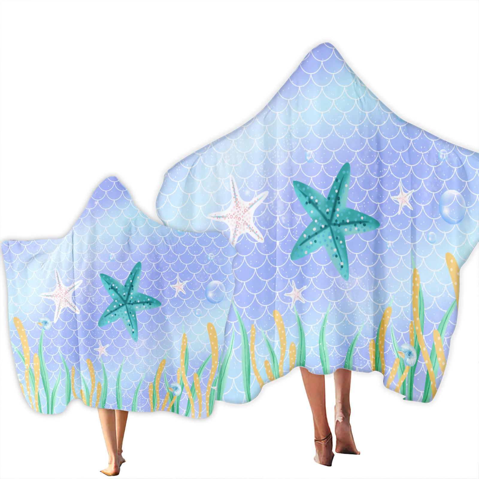 时尚懒人毛毯斗篷魔法帽毯儿童成人毯美人鱼款保暖午睡毯戴帽毯12