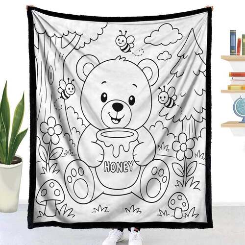 动物绘画涂鸦毛毯减压创意毯可洗礼品毯 DIY Coloring Blanket51