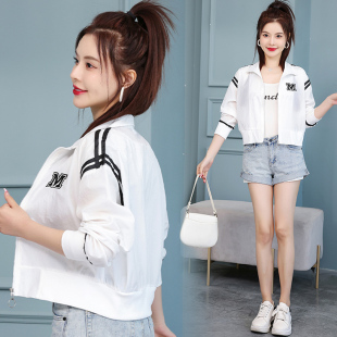 休闲运动棒球服短0325e 新款 今年流行撞色长袖 防晒衣服女2026夏季