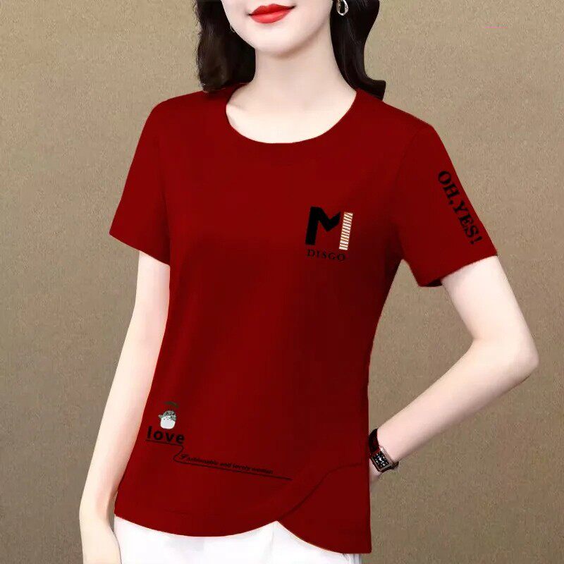 短袖t恤女2026夏装新款宽松显瘦洋气休闲运动妈妈装大码遮肚体恤