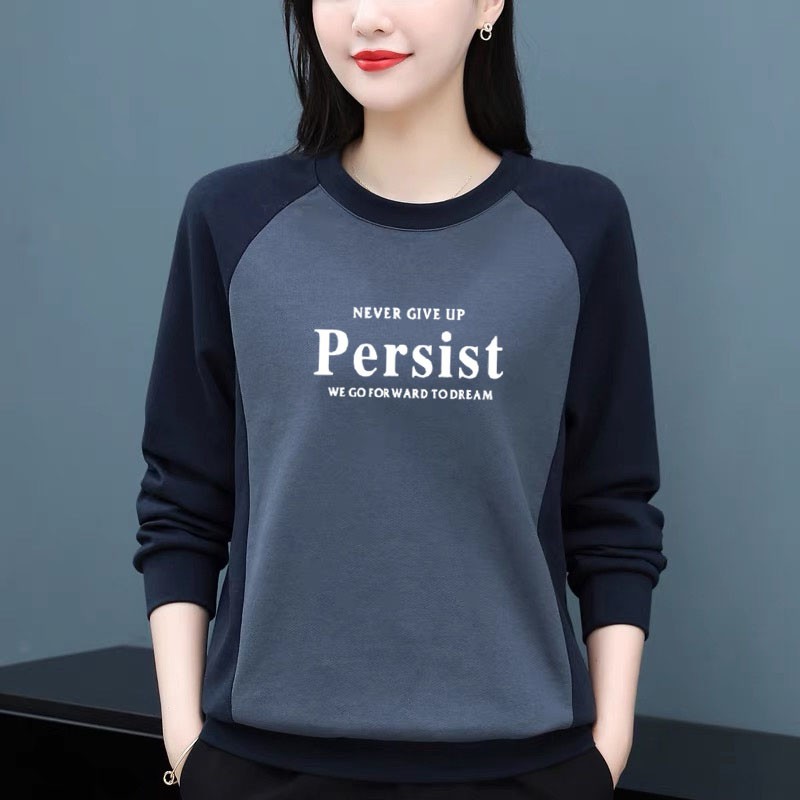 【芭拉婷】双面德绒圆领打底衫女春秋冬装韩版百搭欧货长袖T恤加