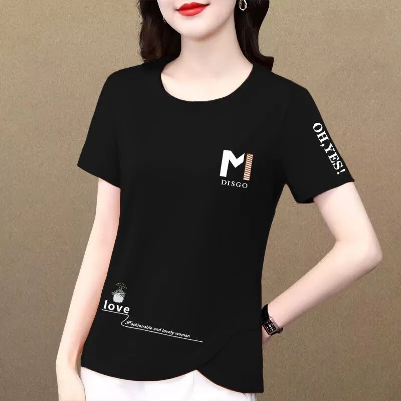 短袖t恤女士夏装2026新款宽松显瘦洋气减龄休闲运动妈妈大码上衣