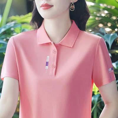 短袖翻领百搭潮tpolo女士恤新款运动大码夏季时尚衫休闲