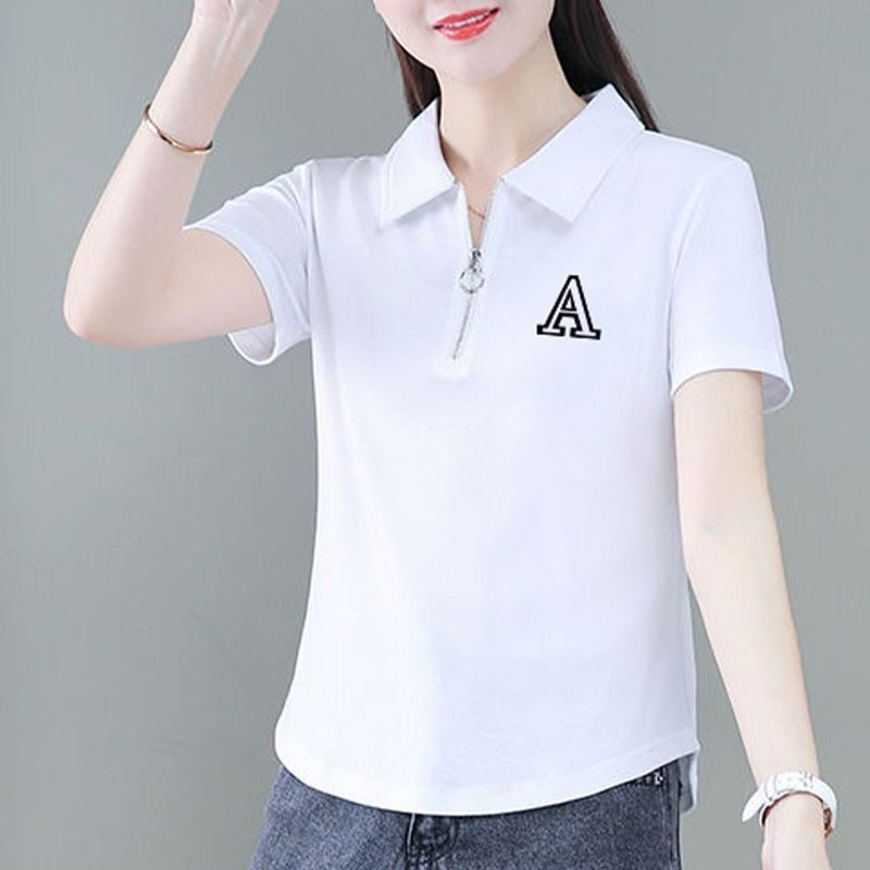 【芭拉婷】2026夏季新款POLO领短袖t恤女士打底衫宽松大码夏装小