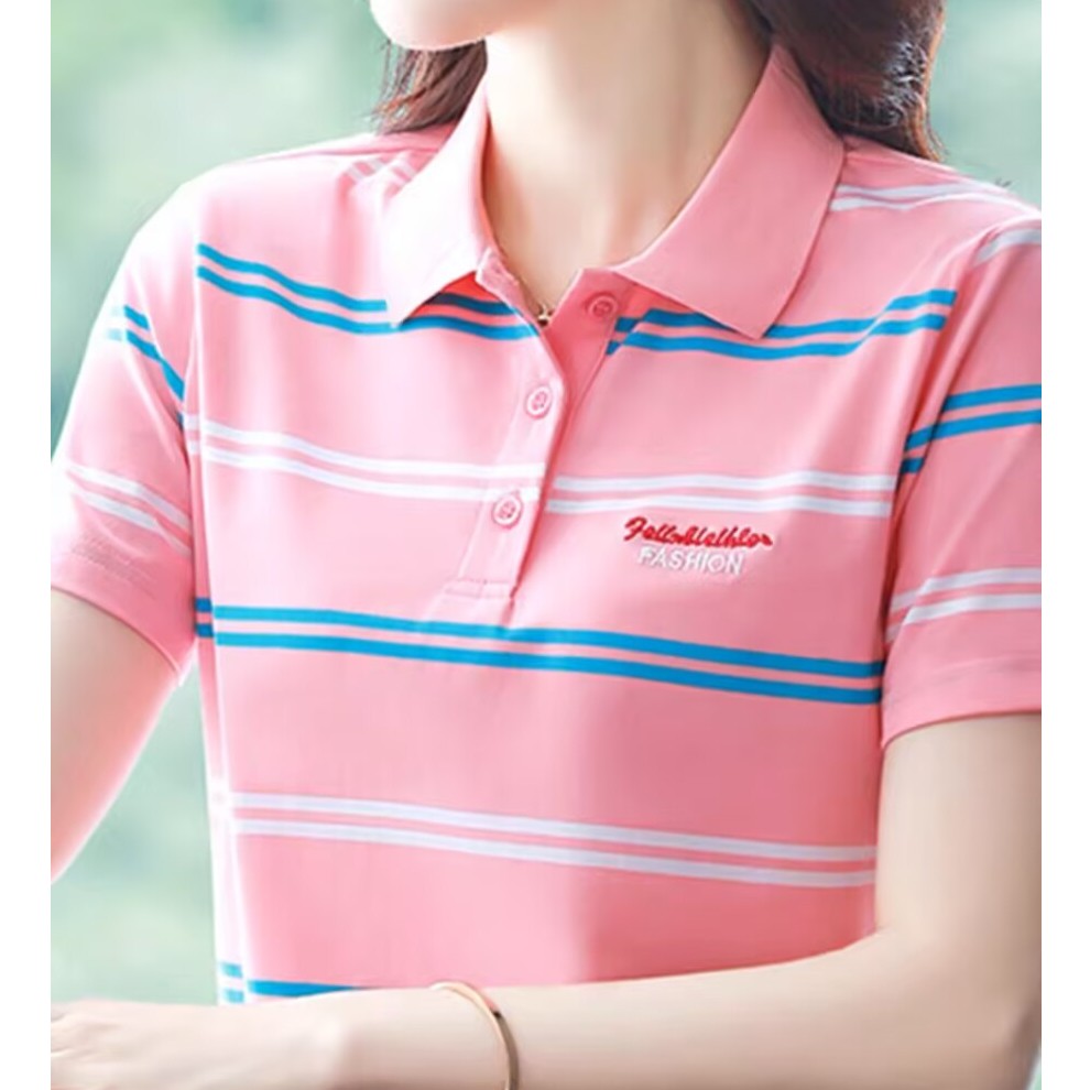 【芭拉婷】2026新款条纹短袖T恤女士夏季韩版休闲翻领POLO衫减龄