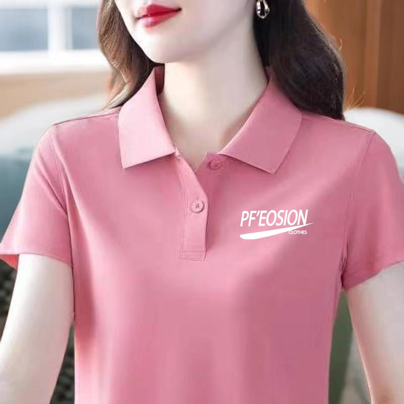 夏季新款时尚polo领翻领中老年妈妈装短袖大码女装休闲T恤上衣潮