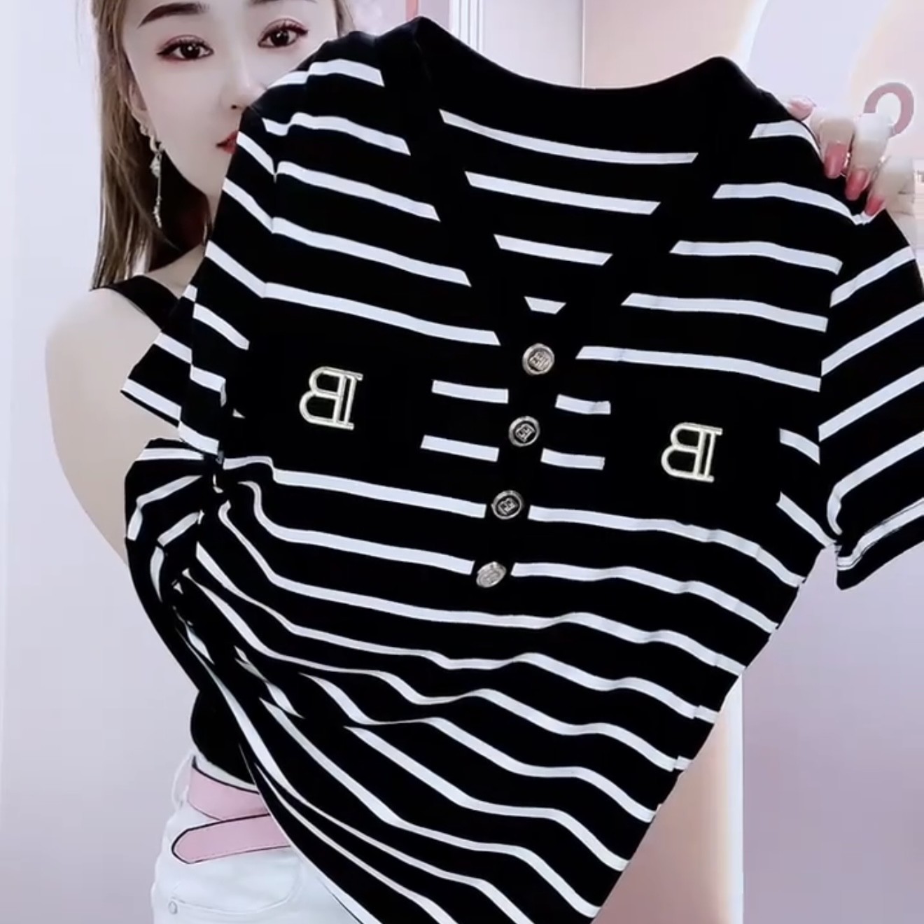 好品质短袖T恤女夏季大码宽松新款遮肚显瘦百搭上衣女条纹打底衫