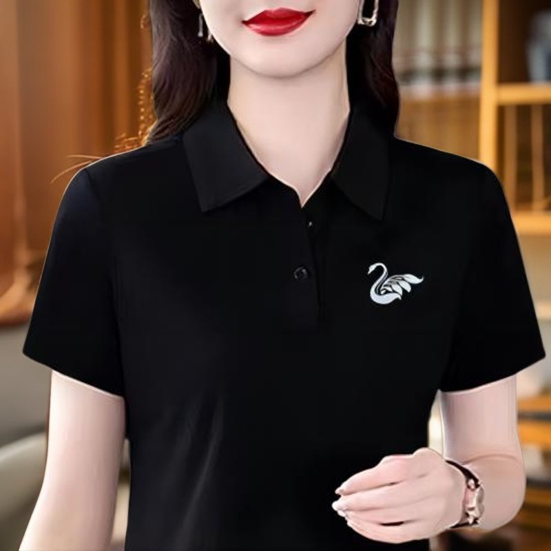 【芭拉婷】韩版显瘦女夏季新款polo衫妈妈翻领短袖品质时尚休闲大