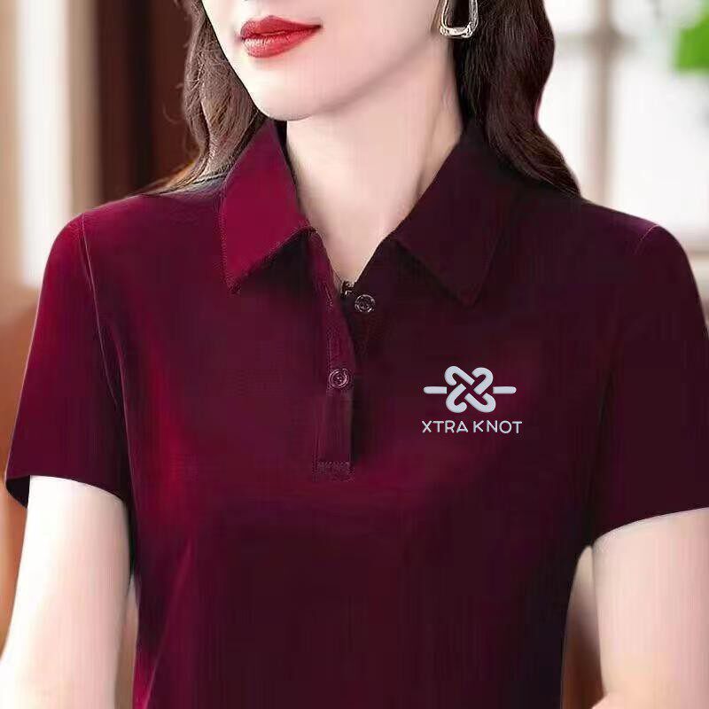 POLO领薄款百搭气质打底衫大码洋气显瘦时尚宽松短袖女士翻领衬衫
