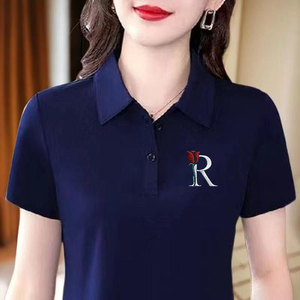 新款翻领POLO衫上衣女装短袖夏季广场舞蹈服休闲宽松显瘦运动T恤