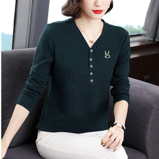 时尚 年秋冬纯色上衣领保暖德绒v2025遮肚百 女上衣双面搭长袖