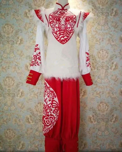 新款成人安塞腰鼓服红色陕北民族服装男女西北民歌学生阿宝演出服