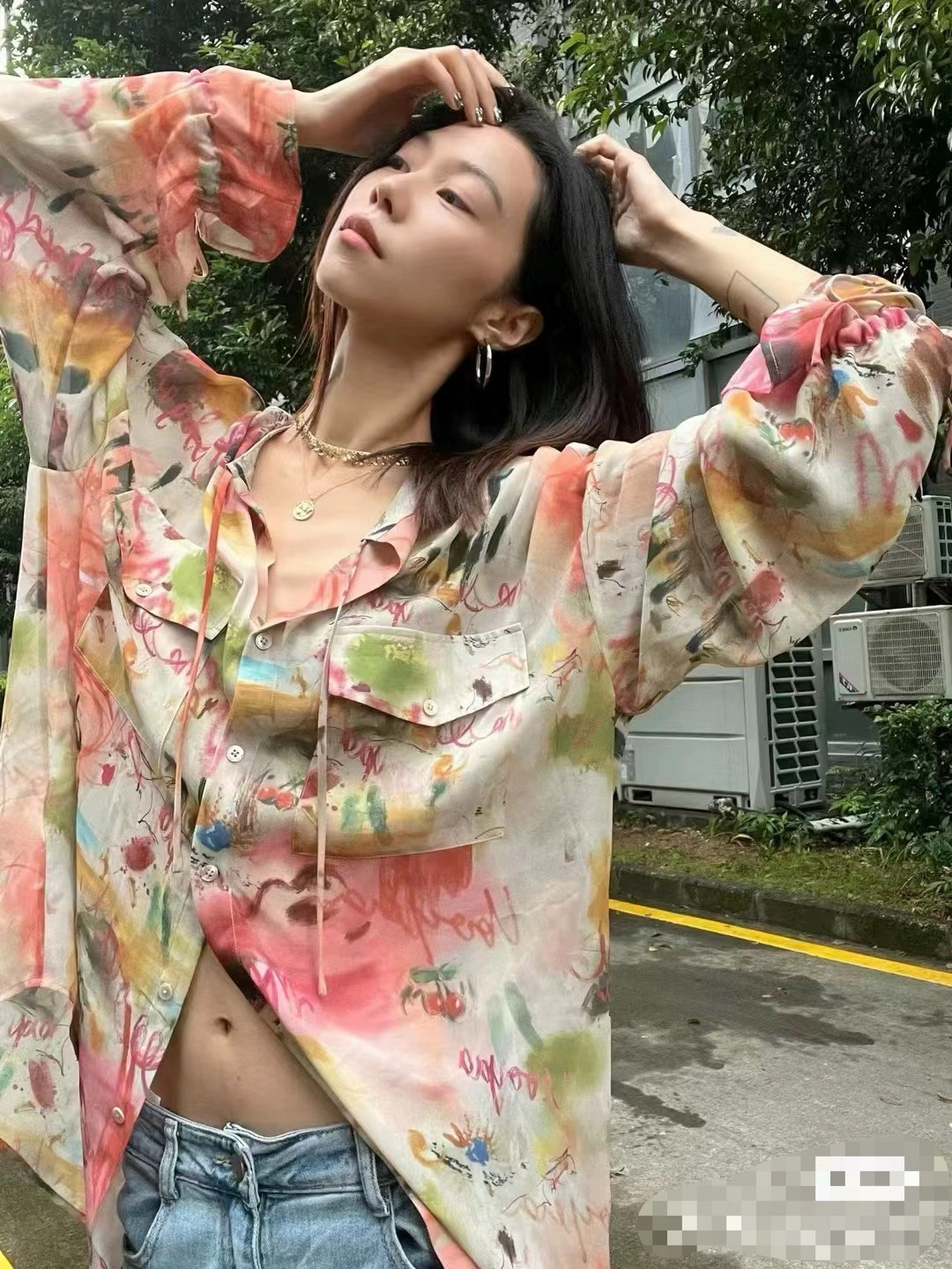 原 清仓特价 不退不换 介意勿拍 涂鸦衬衫