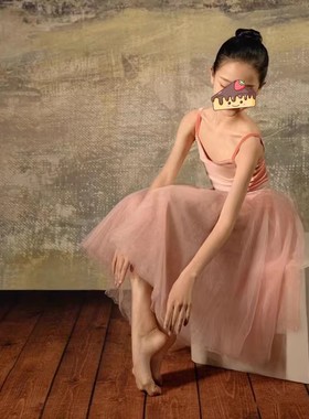 儿童芭蕾舞蹈服TUTU半身纱裙裸粉色2024新款日常练习大摆裙大童女