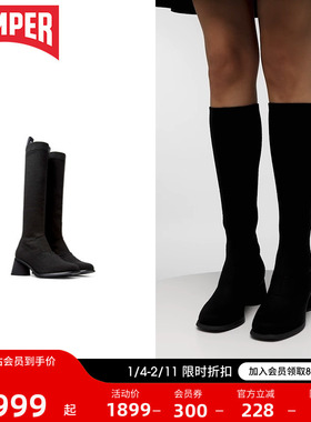 Camper看步女鞋Kiara高跟长筒靴秋冬粗跟增高时尚瘦瘦靴