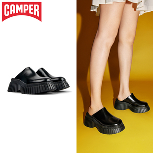厚底增高松糕一脚蹬半拖凉鞋 穆勒拖鞋 夏季 Camper看步女鞋