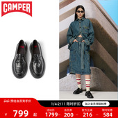 增高软底休闲皮鞋 Camper看步女鞋 Walden黑色复古英伦厚底乐福鞋