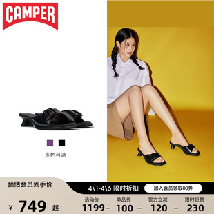 Camper看步女鞋 复古通勤高跟鞋 扣带粗跟气质百搭休闲拖鞋 Dina新款