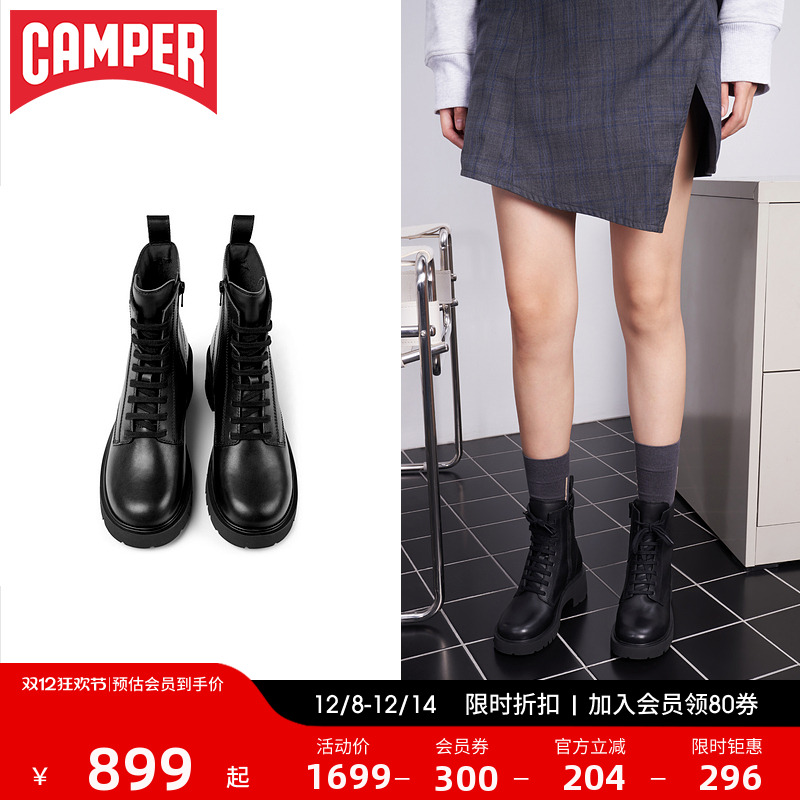 绑带时装靴粗跟女鞋Camper法式