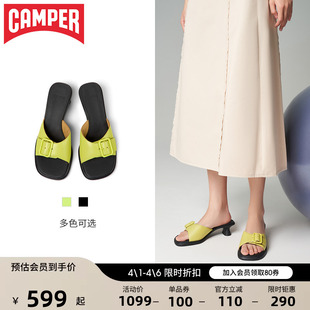 Camper看步女鞋 复古通勤高跟鞋 扣带粗跟气质百搭休闲拖鞋 Dina新款