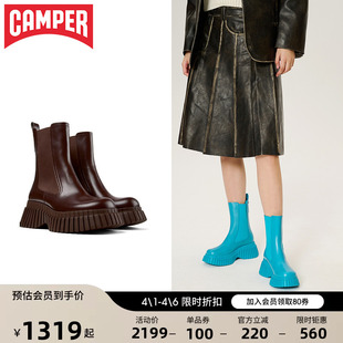 时尚 厚底增高切尔西靴复古靴子弹力中筒靴 BCN新款 Camper看步女鞋