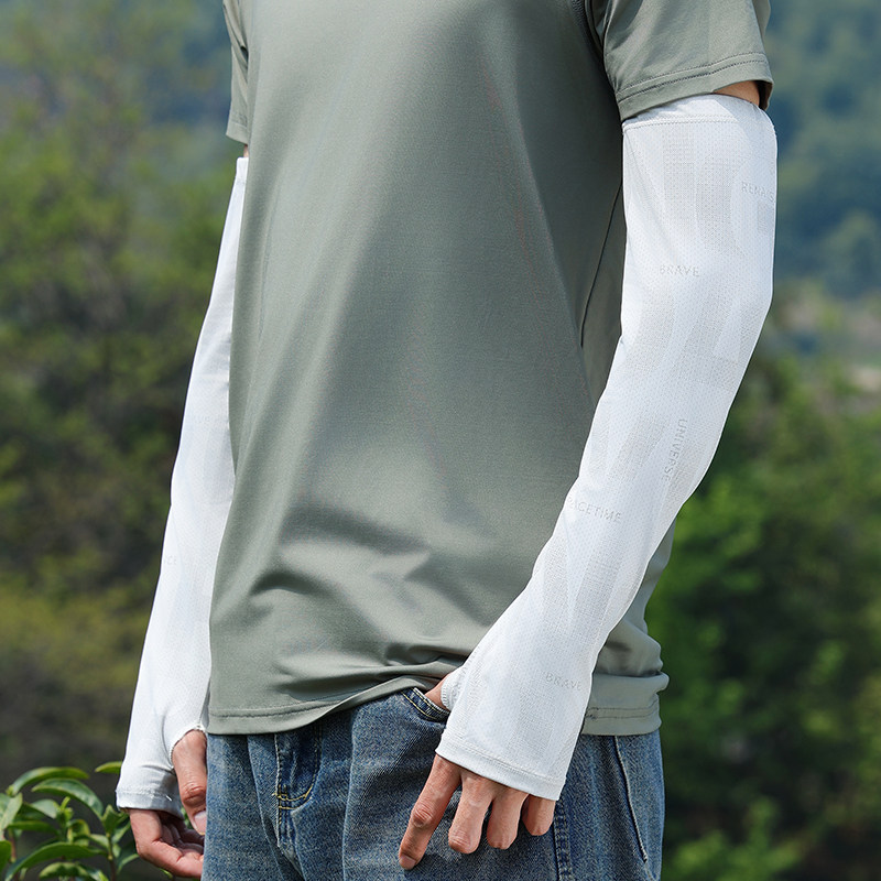 冰防晒袖套男款手臂护臂套袖冰丝男士手套开车防紫外线骑行摩托车