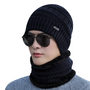 围脖帽子男士冬季骑行摩托车加绒针织毛线帽加厚保暖神器护颈脖套