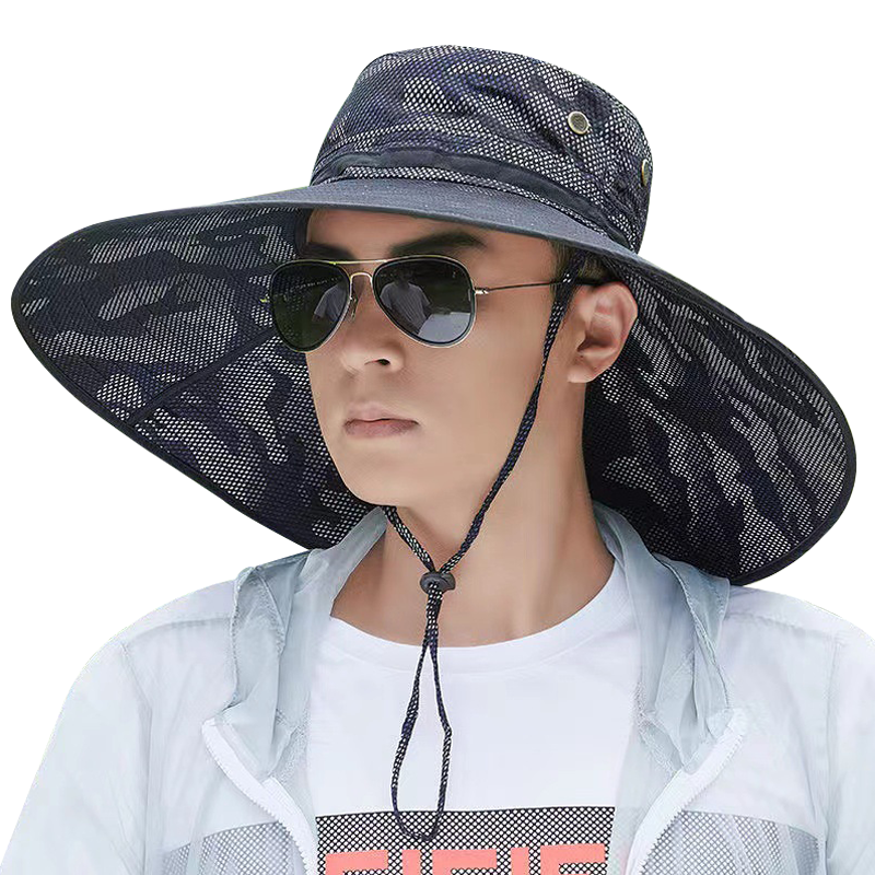 夏渔夫帽子大檐遮阳徒步防晒面罩