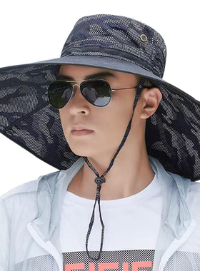 夏渔夫帽子大檐遮阳徒步防晒面罩