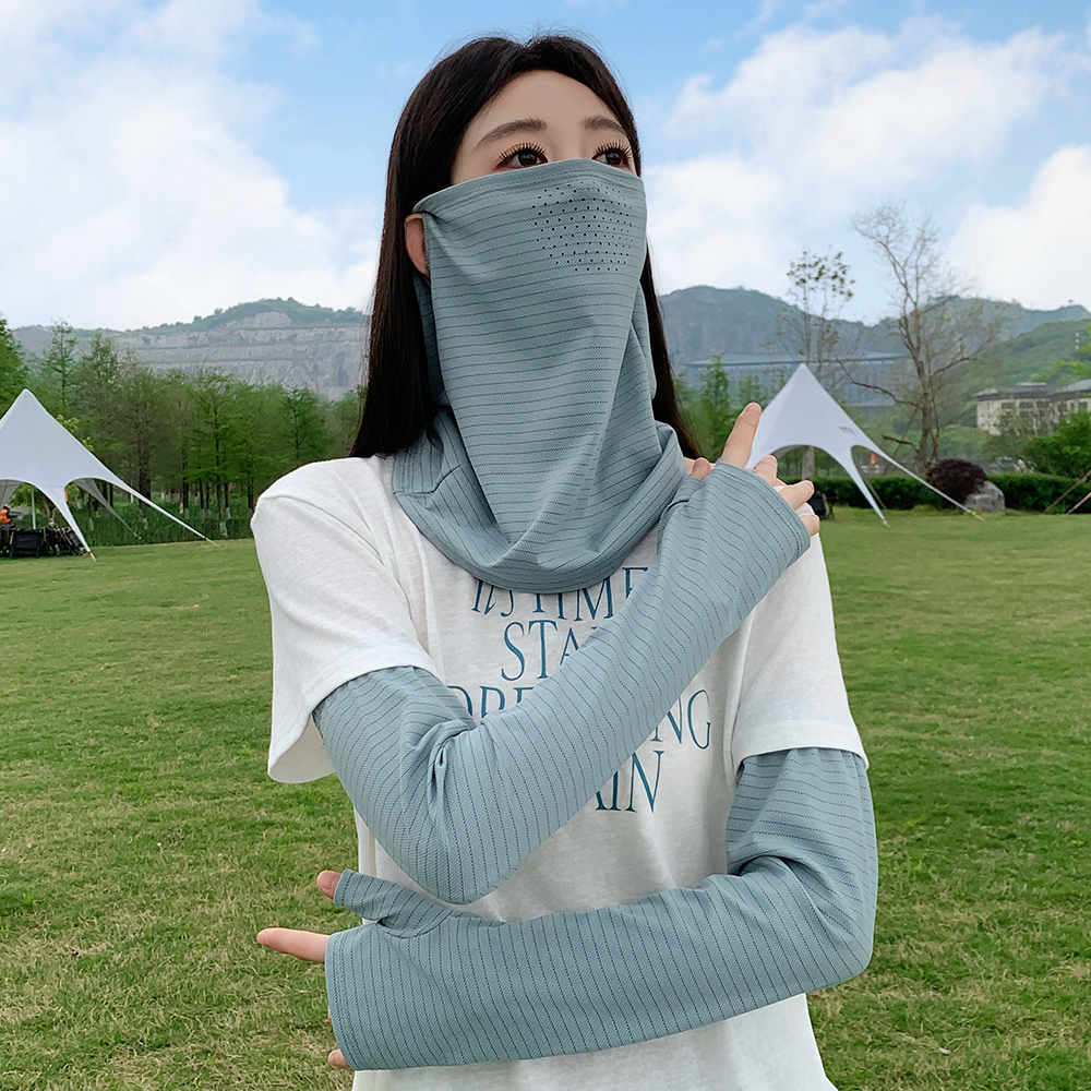冰丝防晒骑行钓鱼面罩围脖套装女