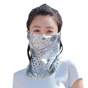 防晒面纱遮阳全脸脖子护颈女款口罩骑行开车面罩冰丝围脖户外运动