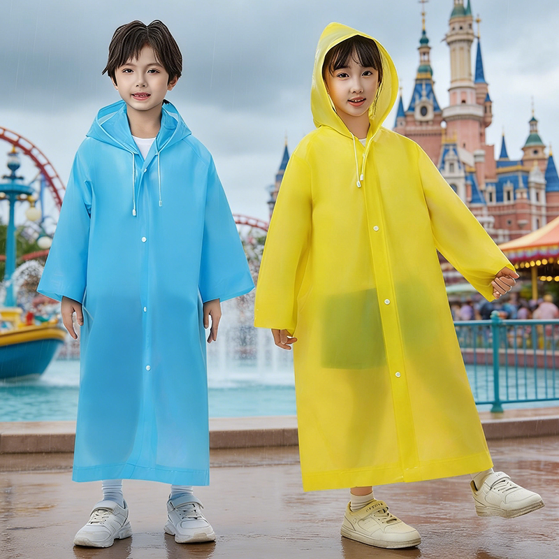 儿童一次性雨衣连体加厚透明可背书包男童女孩雨披游乐园夏季户外