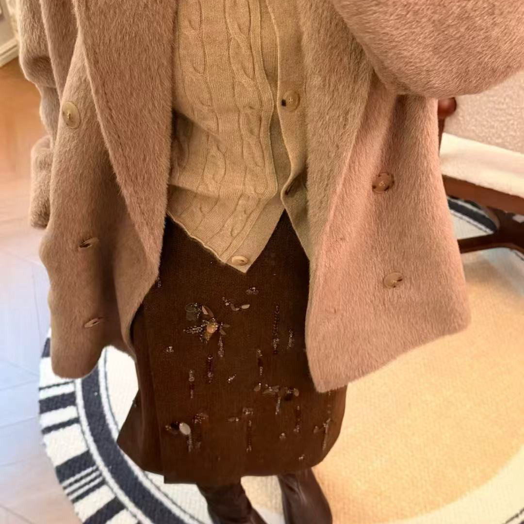 AY-复古格纹重工钉珠半身裙（含100羊毛）25C686,女装/女士精品,羊绒大衣,淘宝优惠券,粉丝福利购,淘宝优惠卷