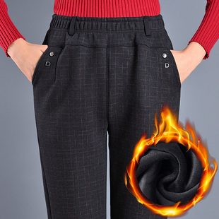 弹力直筒裤 秋冬长裤 高腰松紧裤 老人裤 中老年女裤 加绒裤 宽松妈妈裤