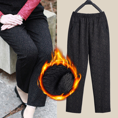 妈妈加绒裤加厚外穿秋冬老人裤女长裤宽松中老年女裤奶V奶裤60岁7