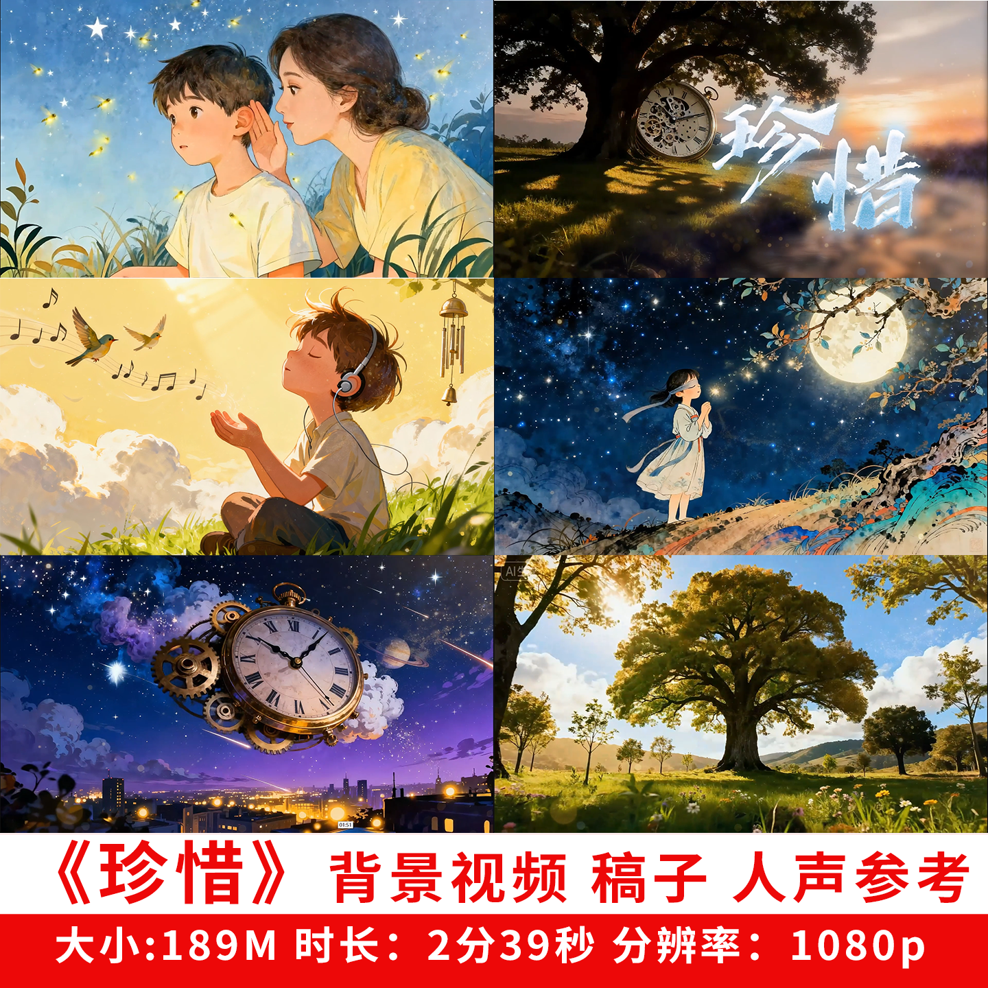 珍惜朗诵演讲背景视频led大屏mp4小学生朗读课文公开课比赛曾卓