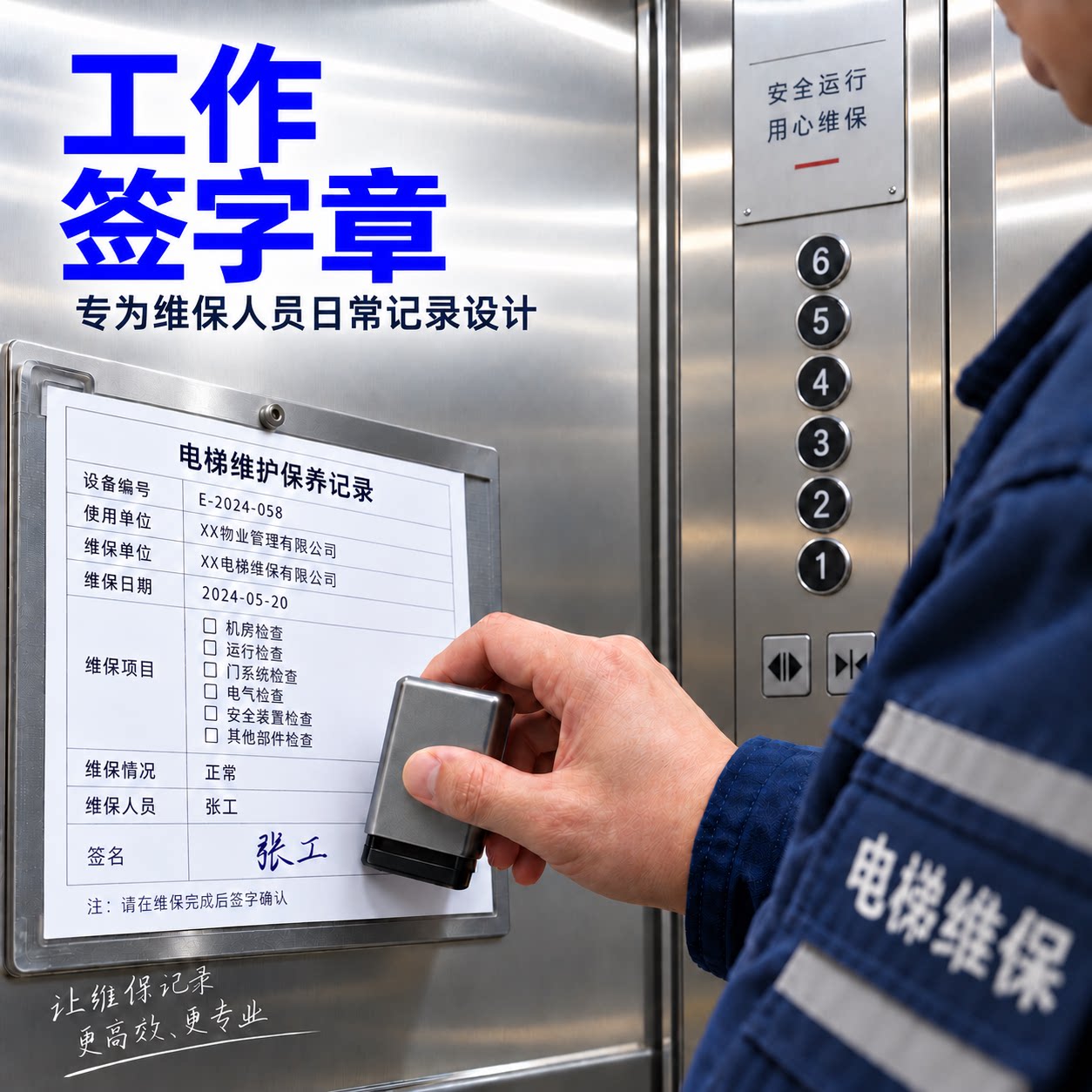签名章金属壳个人姓名印章手写签名个性定制名字签字设计电梯维护